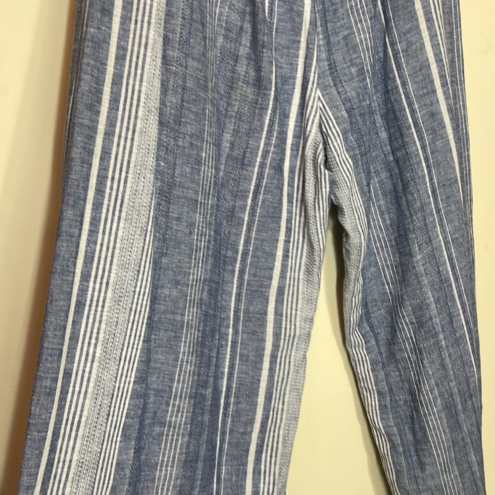 Express striped high rise linen blend wide open slit summer pants - Picture 6 of 10